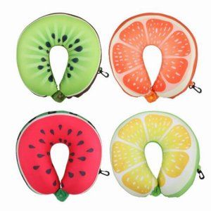 Fruit U Shaped Travel Pillow Nanoparticles Neck Pillow Watermelon Lemon Kiwi Ora